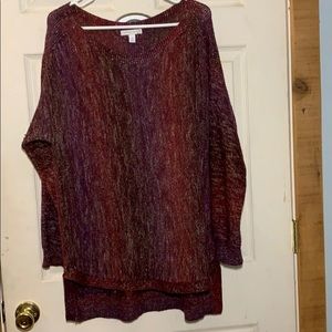 Maroon based hi-lo sweater